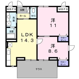 グリーン ガーデン【1階】の間取り