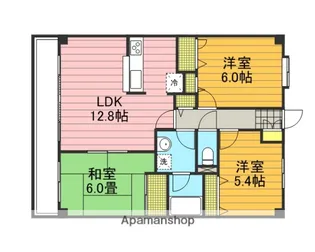 ビューフレア片町【5階】の間取り