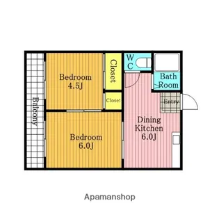 ハウス金子【101号室】の間取り