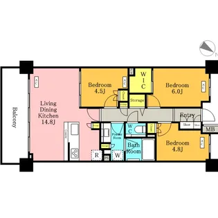 グランカーサ北浦和【6階】の間取り