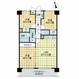 ライオンズガーデン浦和西【5階】の間取り