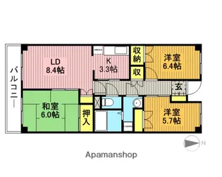 ビューリヴェール【1階】の間取り