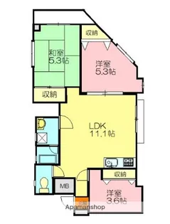 リバティー川口【106号室】の間取り