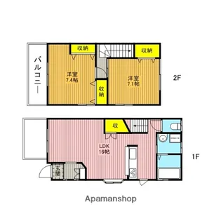埼玉県川口市芝2丁目【テラスハウス】の間取り