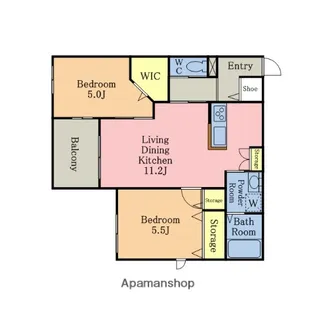 MARINE BLUE【202号室】の間取り