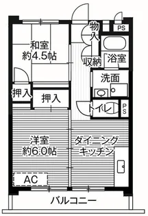 ビレッジハウス柳崎タワー1号棟【0519号室】の間取り
