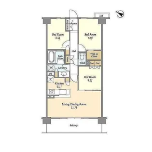 ドゥーエ武蔵浦和【5階】の間取り