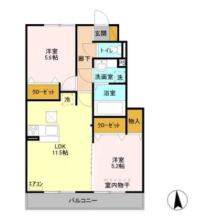 グリーンコーポシティ前川 A【1階】の間取り