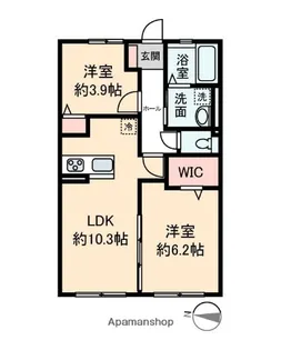 アジュール新都心【103号室】の間取り