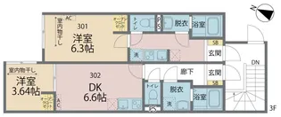 カインドネス南浦和【302号室号室】の間取り