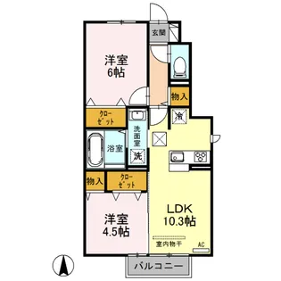 ハピネス【1階】の間取り