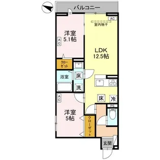 NOBLE RAFFINER上小町【1階】の間取り