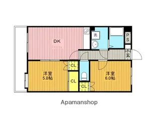 パークサイドハイツタケノヤ【7階】の間取り