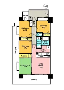 コスモ川口アクアフロント【5階】の間取り