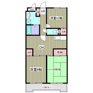 リュミエ川口 旧グリーンヒルハイツ【4階】の間取り