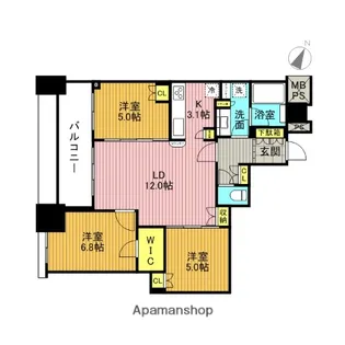 サウスゲートタワー川口【1605号室】の間取り