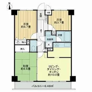 ライオンズマンション前田東公園【3階】の間取り