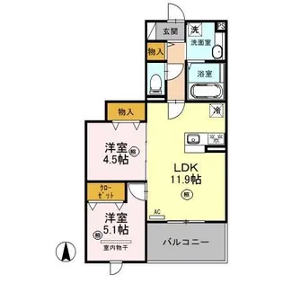 ヌヌース南鳩ヶ谷【1階】の間取り