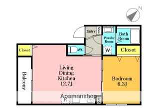 シャルル鳩ヶ谷【202号室】の間取り
