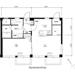 イーストエッヂ【201号室】の間取り