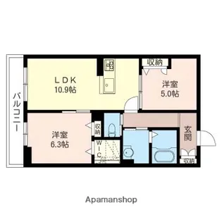 フェリシアスコート【2階】の間取り