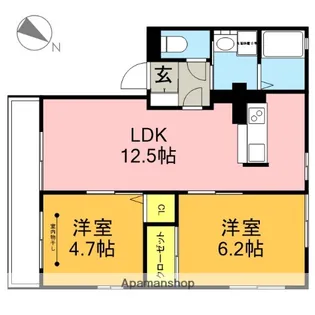 スカイブルーA棟【102号室】の間取り