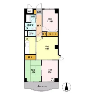 グランソレイユ大宮【2階】の間取り