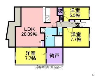 アステリ与野本町弐番館【1階】の間取り