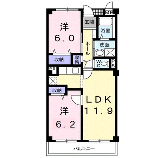 エスポワール鈴谷【1階】の間取り