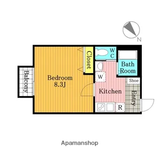 シャンブル藤間A【102号室】の間取り