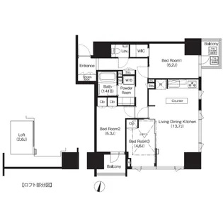 コンフォリア大宮【13階】の間取り