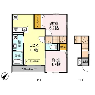 エトワール西大宮【2階】の間取り