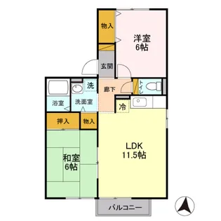 メゾンドール 弐番館【1階】の間取り