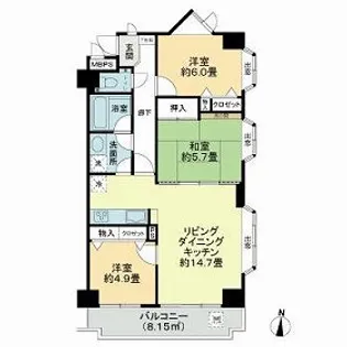 ライオンズマンション与野本町【3階】の間取り