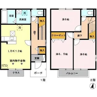 埼玉県さいたま市中央区桜丘2丁目【テラスハウス】の間取り