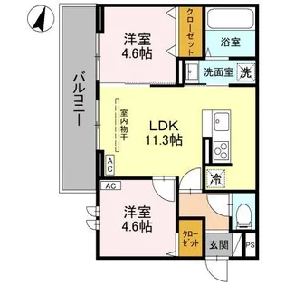 NOBLE PALAIS 針ヶ谷【2階】の間取り