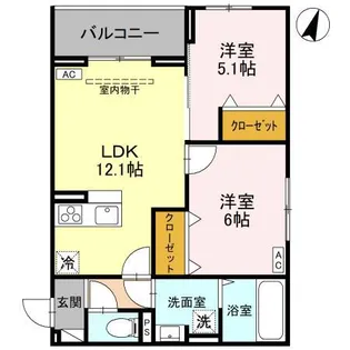 NOBLE PALAIS 針ヶ谷【2階】の間取り