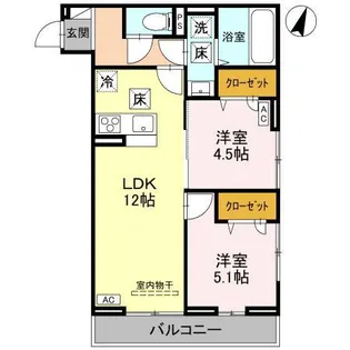 NOBLE PALAIS 針ヶ谷【1階】の間取り