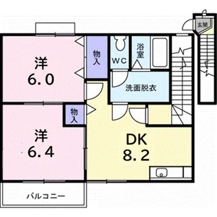 プラッサB【2階】の間取り