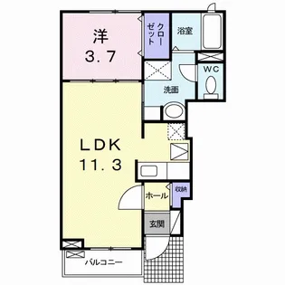 ベルフレージュA【1階】の間取り