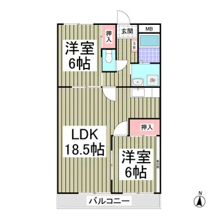 エルヴェ武里【2階】の間取り