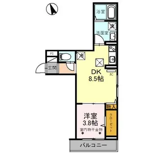 ルミエールユーユー【1階】の間取り