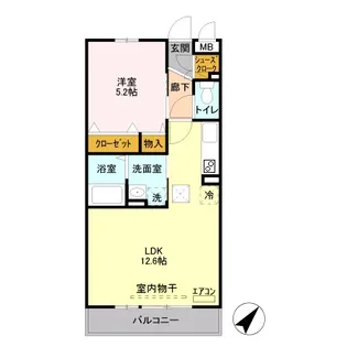 キャッソル嵯峨【1階】の間取り