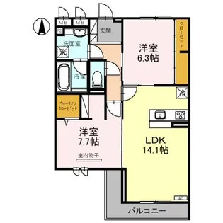 ピース ラ ヴィータ W【2階】の間取り