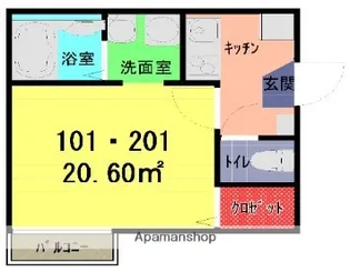 埼玉県春日部市備後東8丁目【アパート】の間取り
