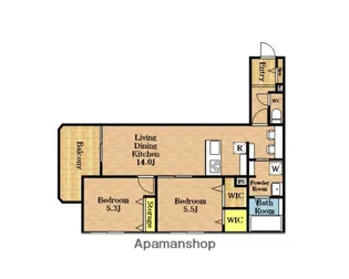 スクエアード上木崎【202号室】の間取り