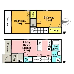 埼玉県さいたま市緑区大字三室【テラスハウス】の間取り