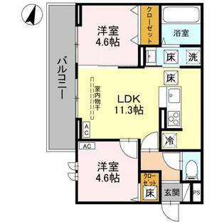 NOBLE PALAIS 針ヶ谷【1階】の間取り