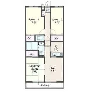 アビターレオオミヤ【2階】の間取り