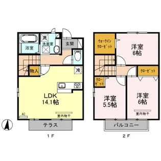 テラスハウス【1階】の間取り